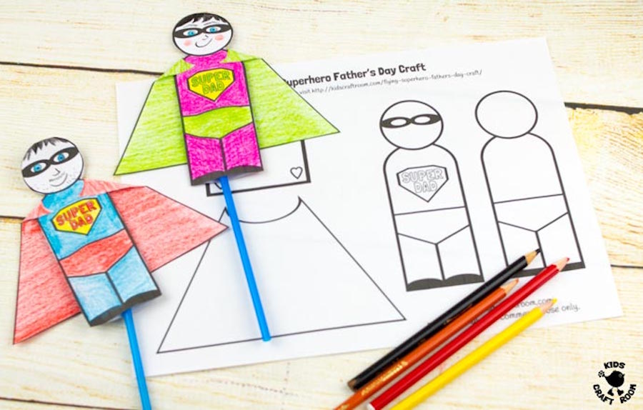 Free, fun Father's Day printables: Flying Superhero Printable by Kids Craft Room