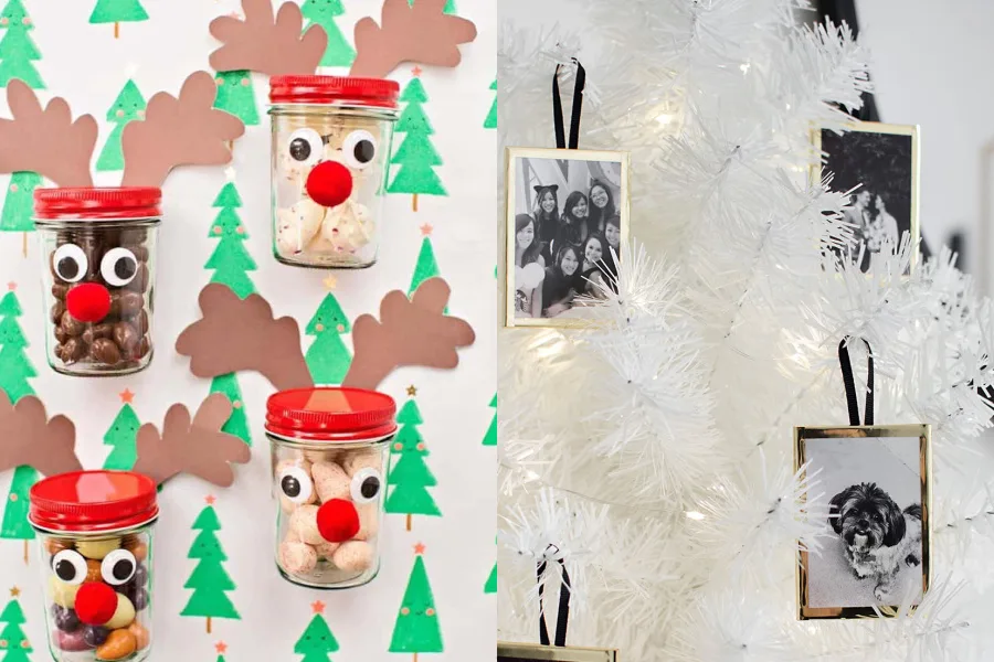 12 cool DIY Christmas gifts the kids can make, including Reindeer treats at Hello Wonderful, and Photo Ornaments from Homey Oh My