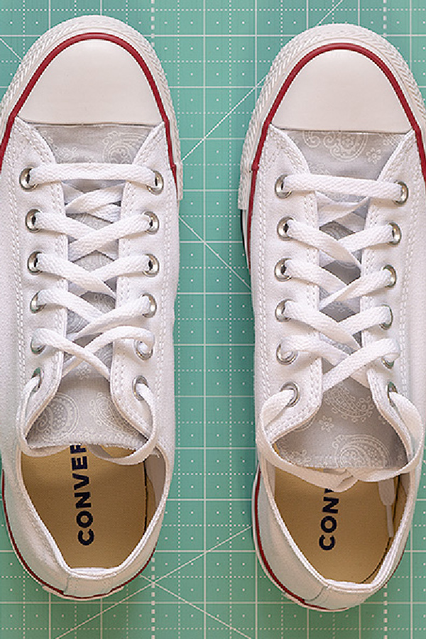 DIY Fabric embellished converse by Melissa Mortensen for Fat Quarter Shop.