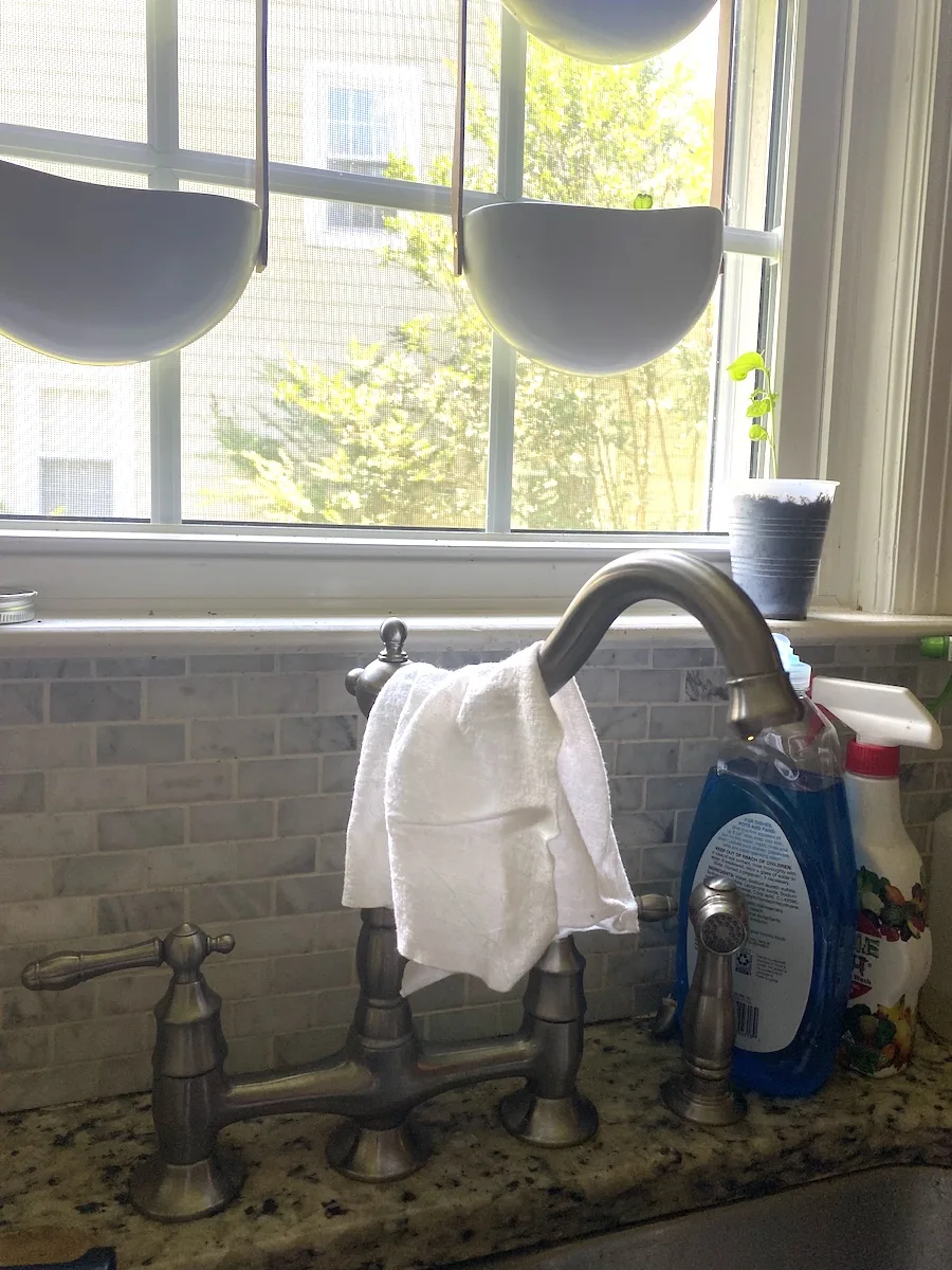 With reusable bamboo paper towels, you just rinse them off and reuse—then start a new towel the next day.