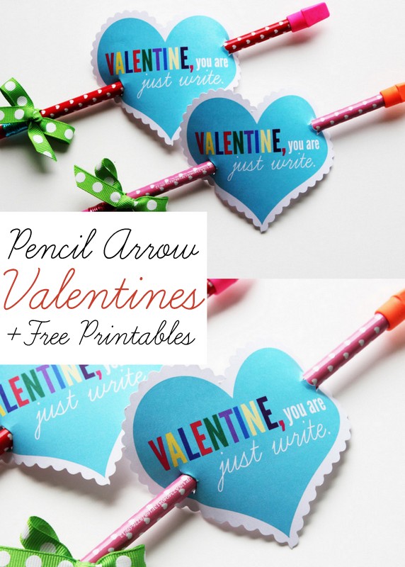 non-candy valentine ideas for kid: Free printable pencil heart arrow valentine from positively splendid