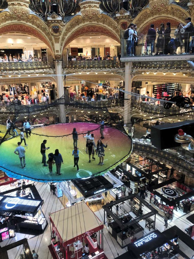 Paris with teens off the beaten path: The trampoline experience at Galeries Lafayette
