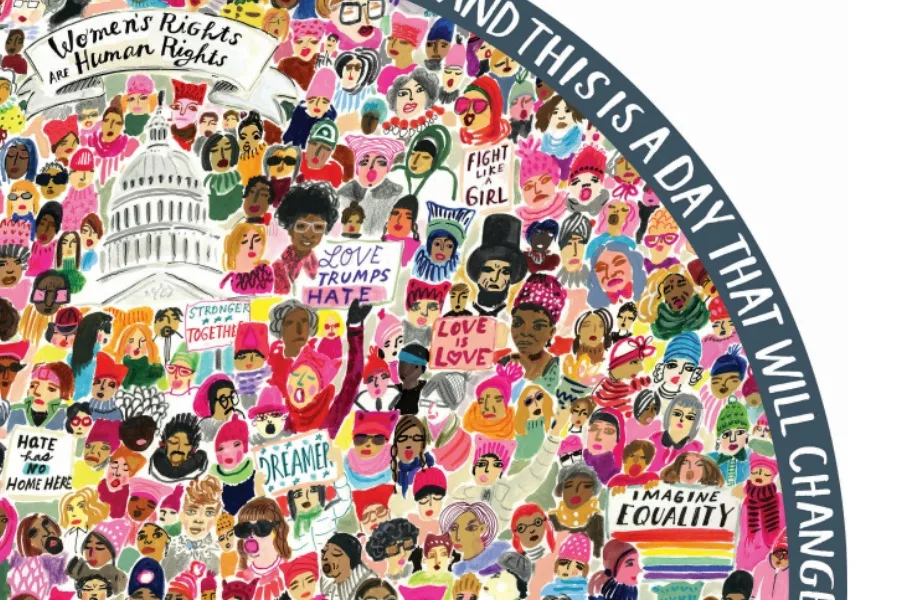WOMEN MARCH! The upcoming 500 piece puzzle from eeboo commemorating the voices, strength, and ability of women to effect positive change