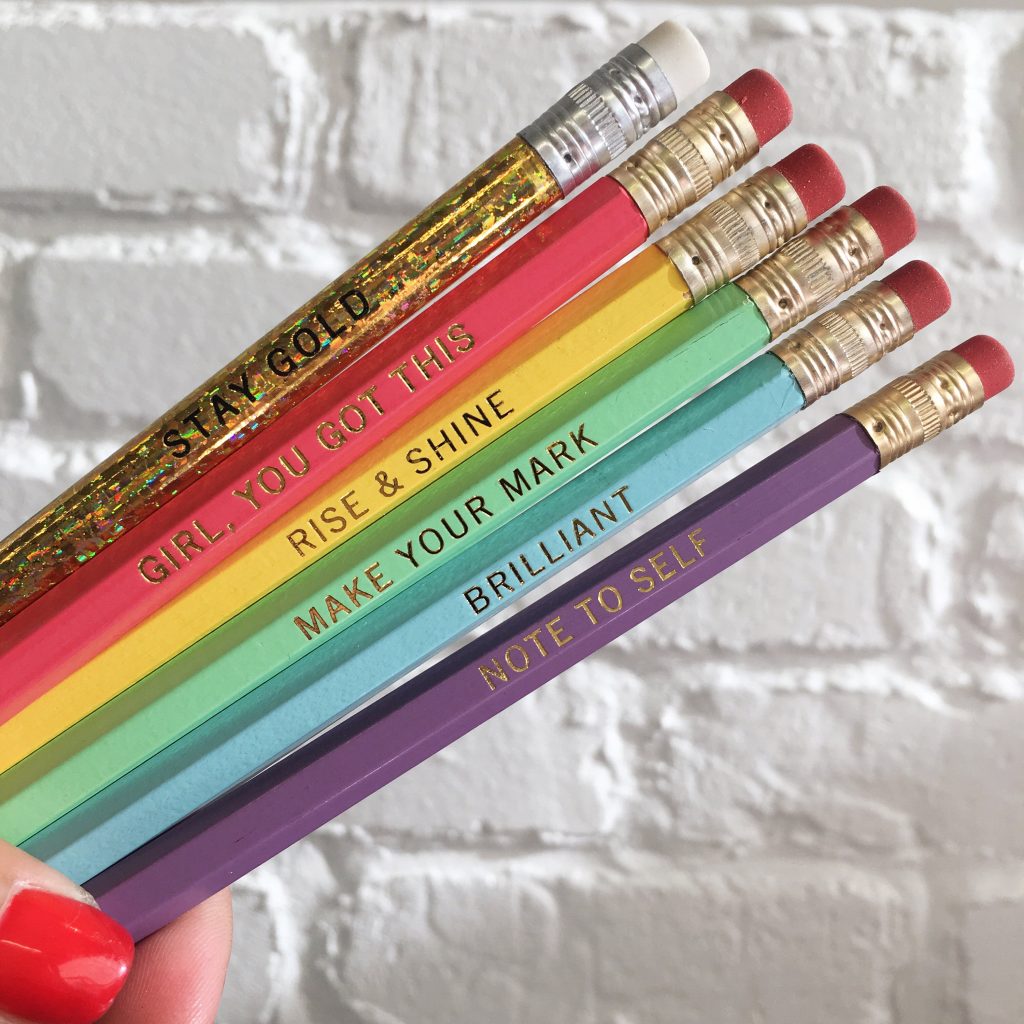 Motivational engraved pencils by Wildflower & Co: Fun school supplies and accessories under $10