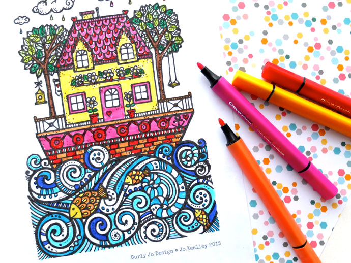 Summer coloring pages for teens: Free Sail Away Coloring Page | Curly Jo Desi via My Poppet