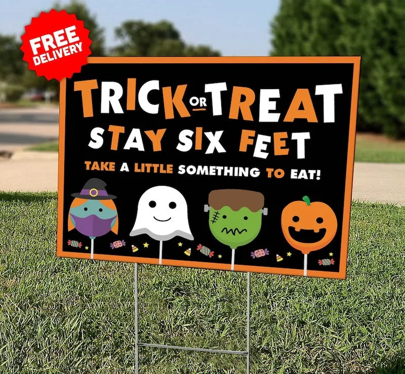 Social Distancing Halloween Signs: Stay Six Feet apart at Crowd Signs