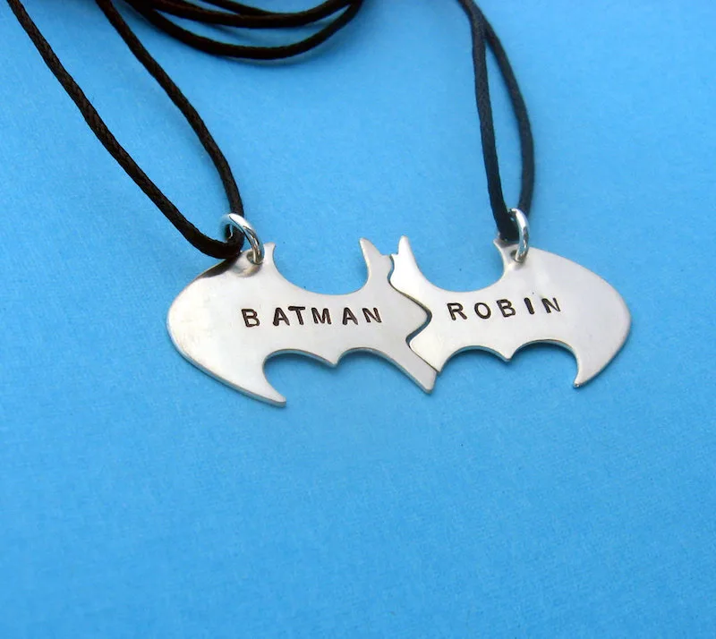 Valentine's Day BFF jewelry: Batman and Robin BFF Necklaces by Vision Quest