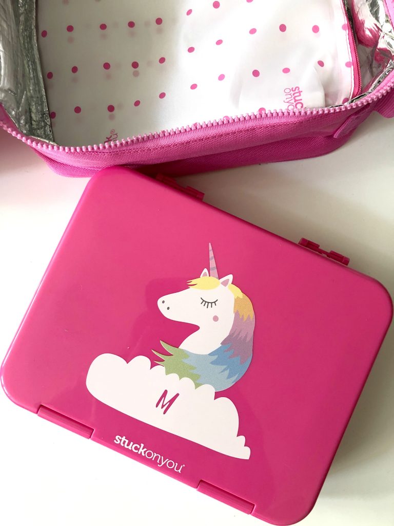 Cool personalized school supplies: Unicorn bento from Stuck on You (sponsor)
