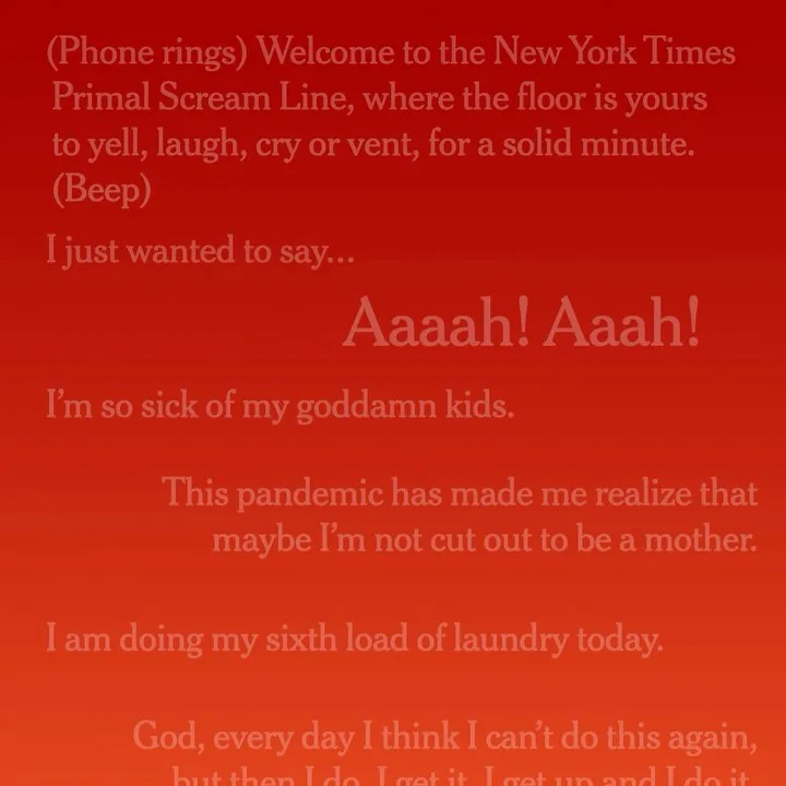 The Primal Scream multimedia presentation from The NY Times about the impact of the pandemic on American working mothers