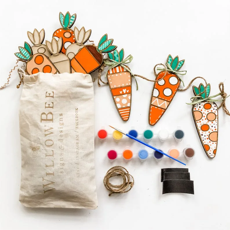 Easter gifts for kids on Etsy: paint your own easter kit featuring chicks, carrots or hearts