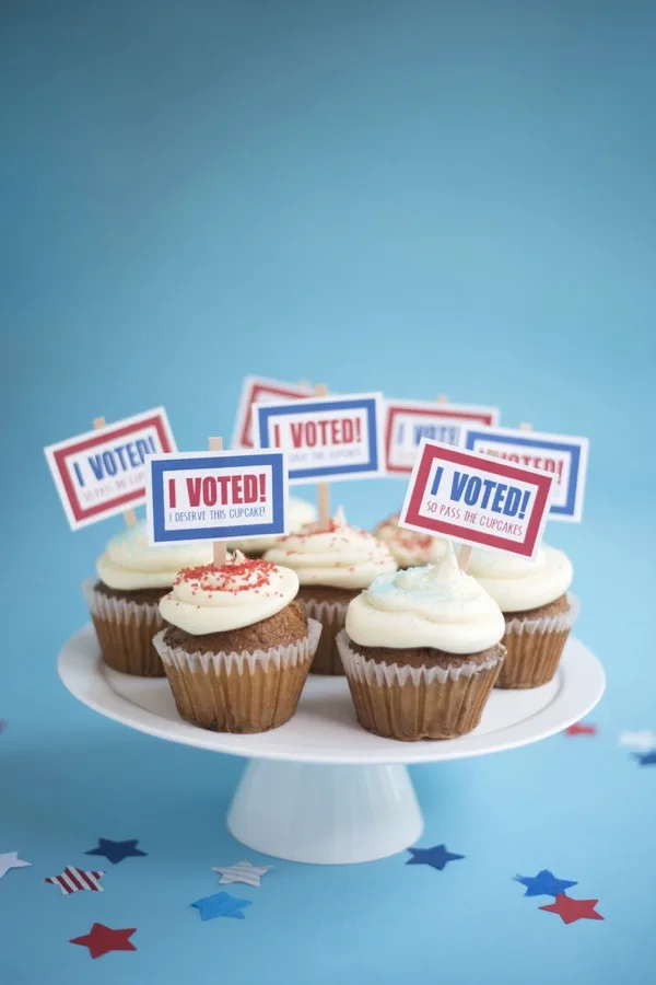 DIY I Voted cupcake toppers for kids from Oh Happy Day