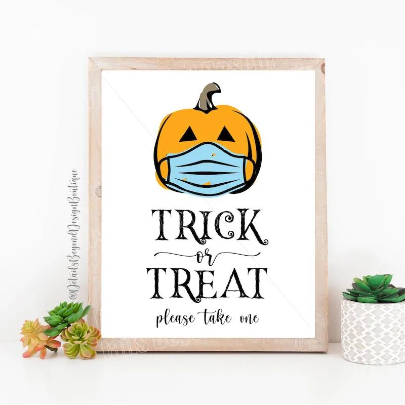 Social distancing Halloween sign: Take One but Leave the Rest at JojoMimi