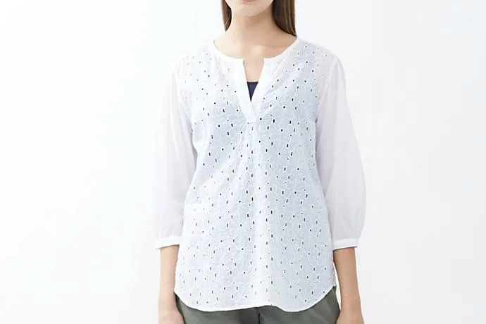Uniqlo embroidered tunic white